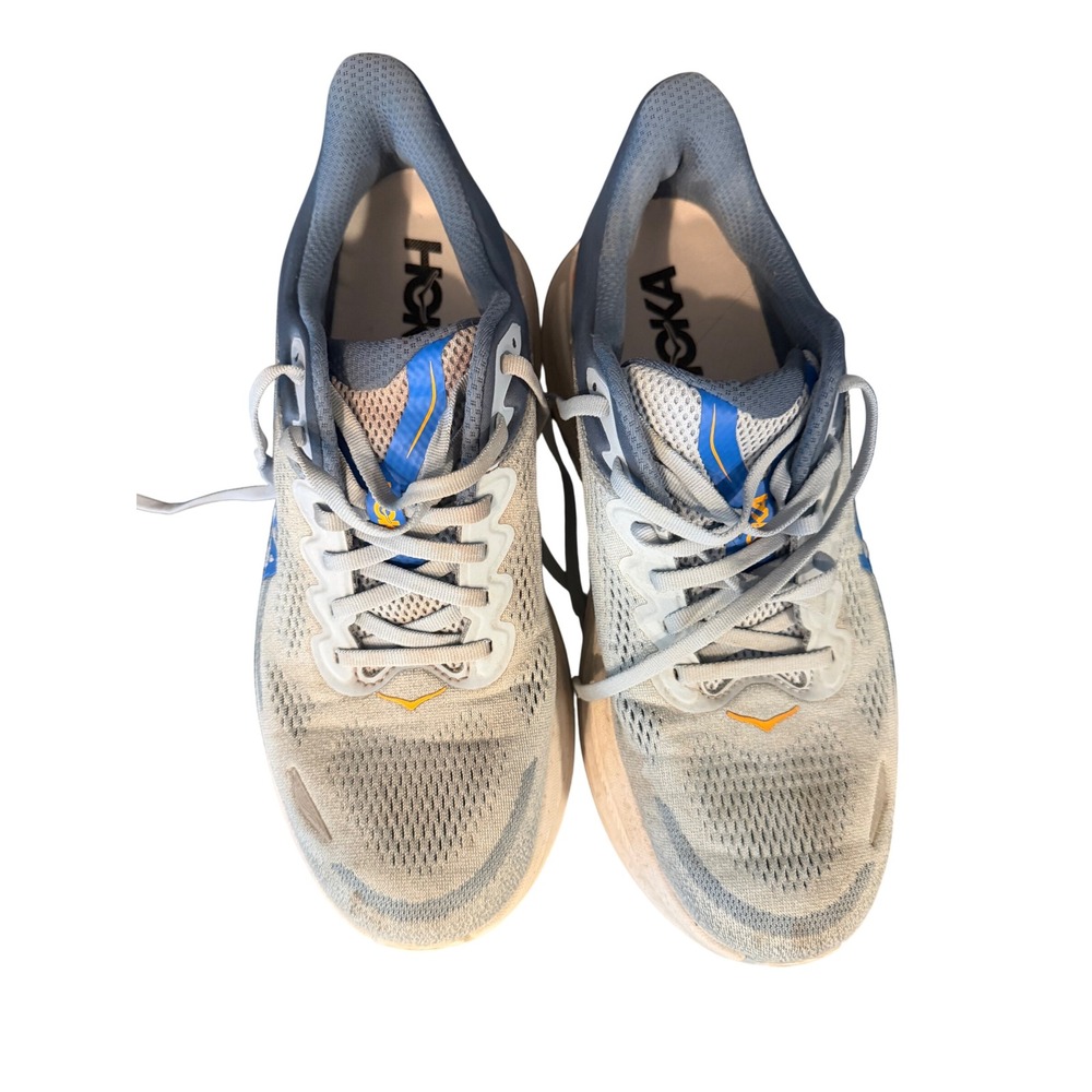 Hoka Bondi 8 Running Shoes Mens Light Blue Grey Orange‎ Athletic Sneakers
